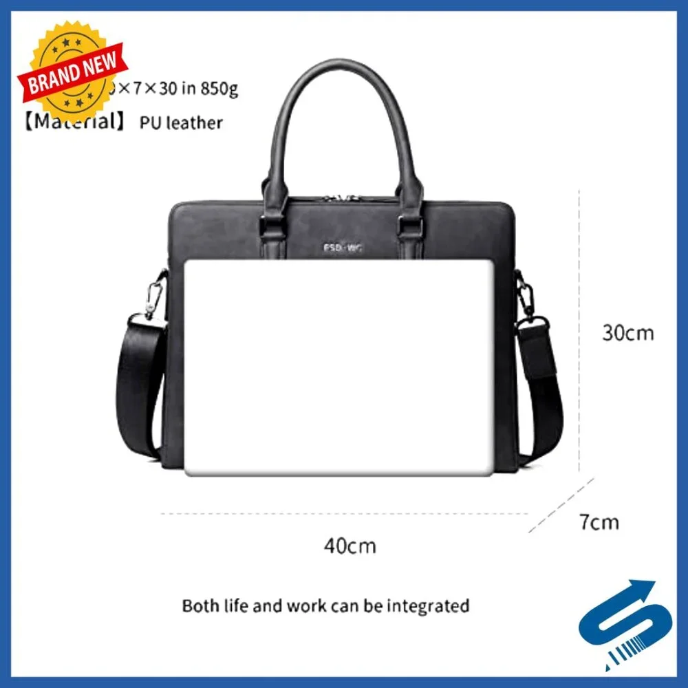 Large Leather Briefcase Messenger Bag Water Resistant Business Travel